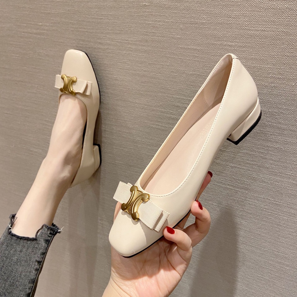 Giày Cao Gót Mũi Vuông Đế Dày Thanh Lịch Hợp Thời Trang Cho Nữ