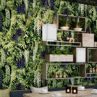 Giấy Dán Tường Lá Cây Retro Ivy Cho Nhà Hàng Quán Ăn 3D125 [Decan, Lụa keo tặng kèm]