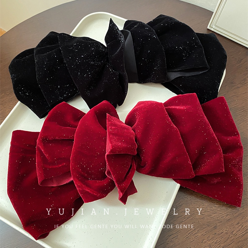 Kẹp Tóc Nơ Nhung Cỡ Lớn Phong Cách Hàn Quốc Sang Trọng