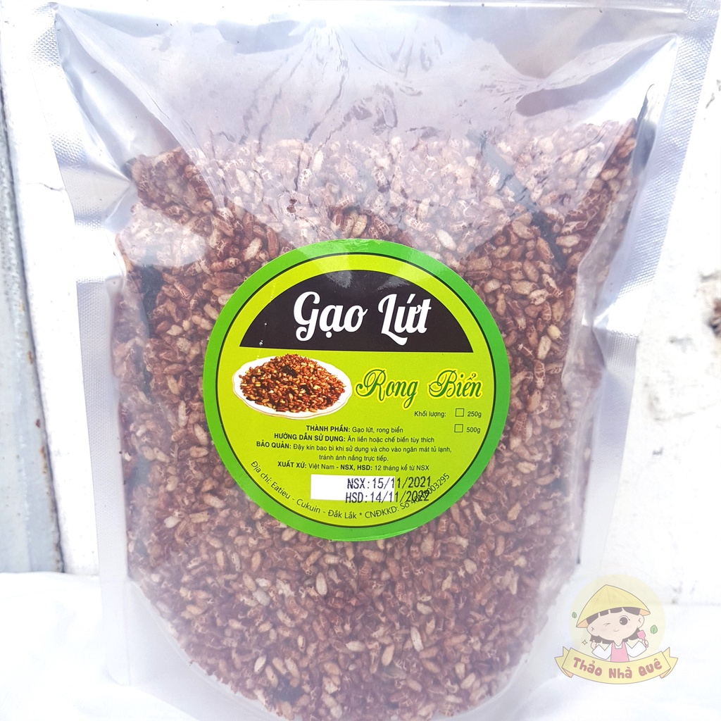 Gạo lứt huyết rồng sấy rong biển giòn ngon ăn liền 500g - Đồ ăn vặt ăn chay giảm cân healthy