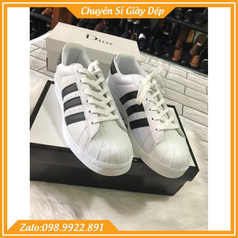 [Video ảnh thật] Giày adidas mũi trơn trắng 3 sọc FULL BOX | BigBuy360 - bigbuy360.vn