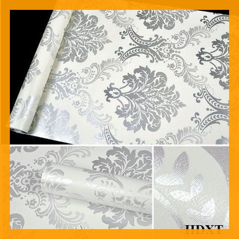 10M Giấy Dán Tường Châu Âu Bạc khổ 45cm