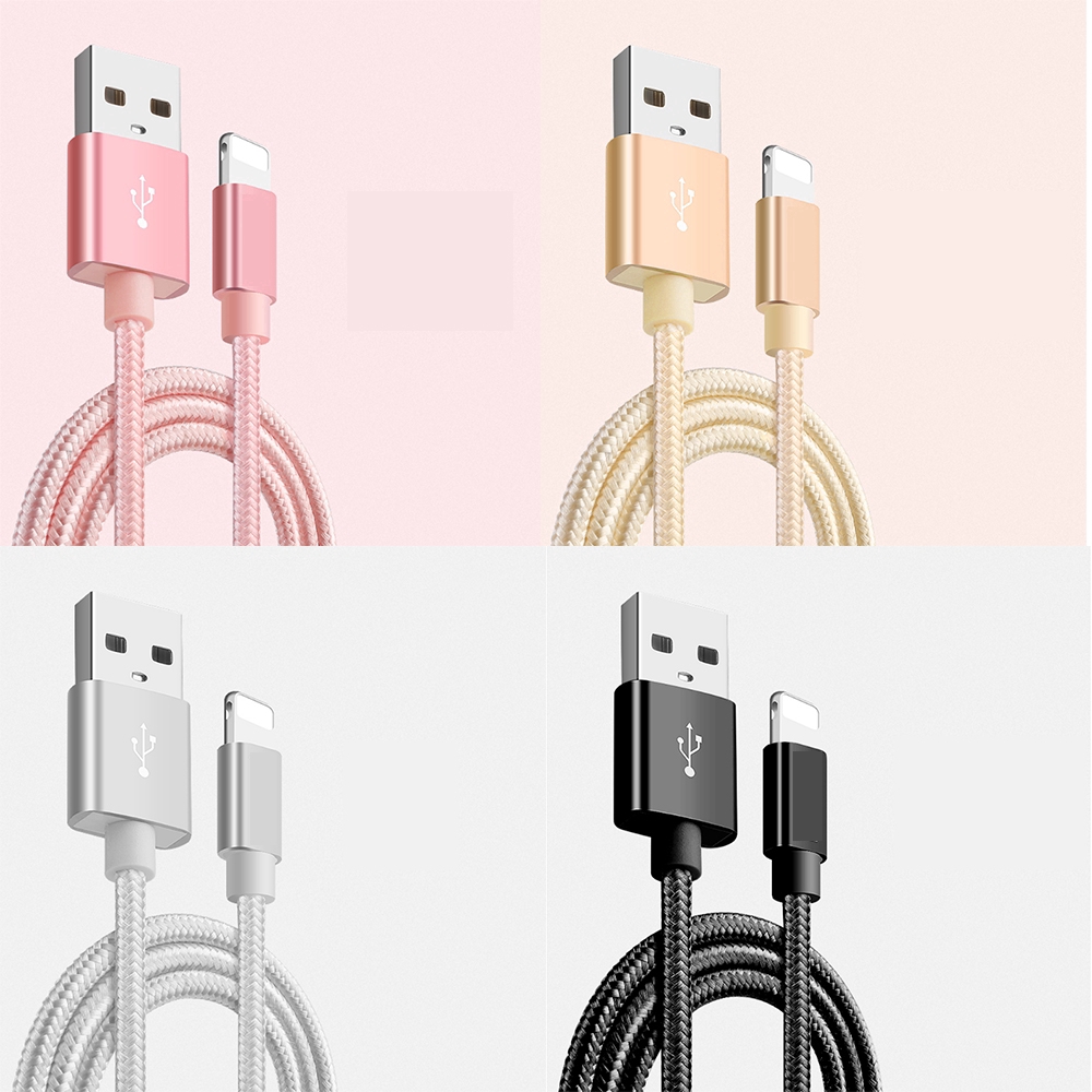 Dây cáp sạc nhanh cổng cắm USB chất liệu nilon cho iPhone 6 7 8 X