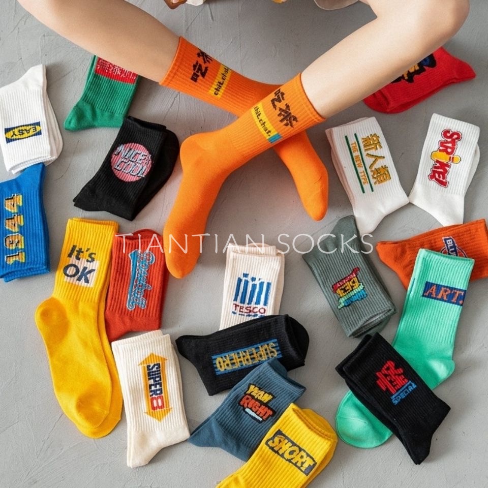 TIAN TIAN T032 Vớ Tất thể  thao cotton phong cách hiphop đường phố cho nam nữ