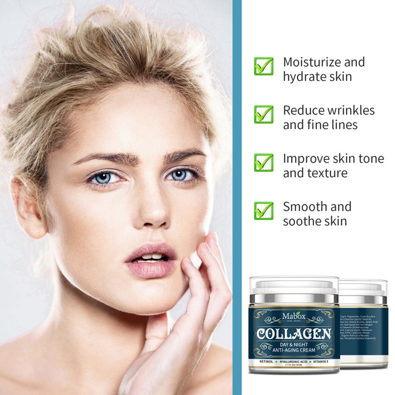 Kem collagen Mabox 50ml Retinol Axit Hyaluronic Vitamin E dưỡng trắng da chống lão hóa