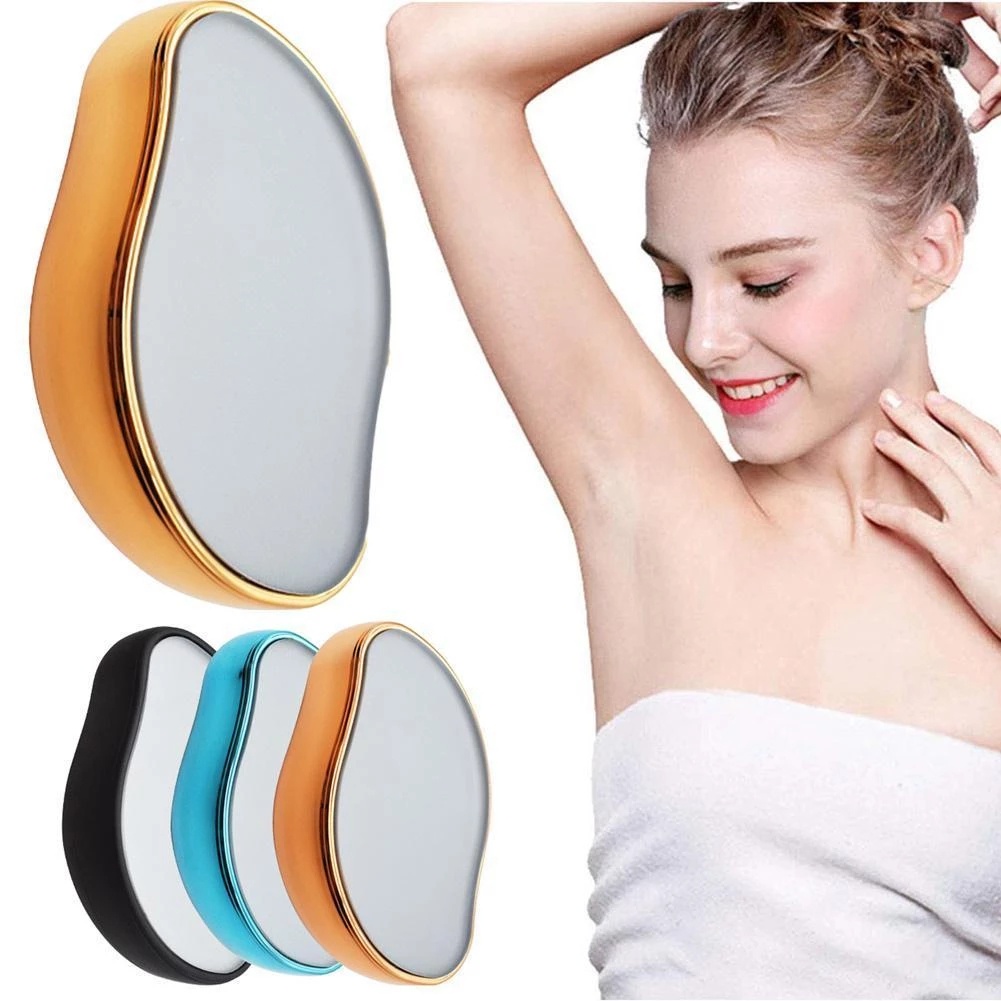 1 Dụng Cụ Tẩy Lông Cho Cơ Thể / Chân / Lưng Bằng Thủy Tinh Trong Suốt Không Đau Có Thể Tái Sử Dụng