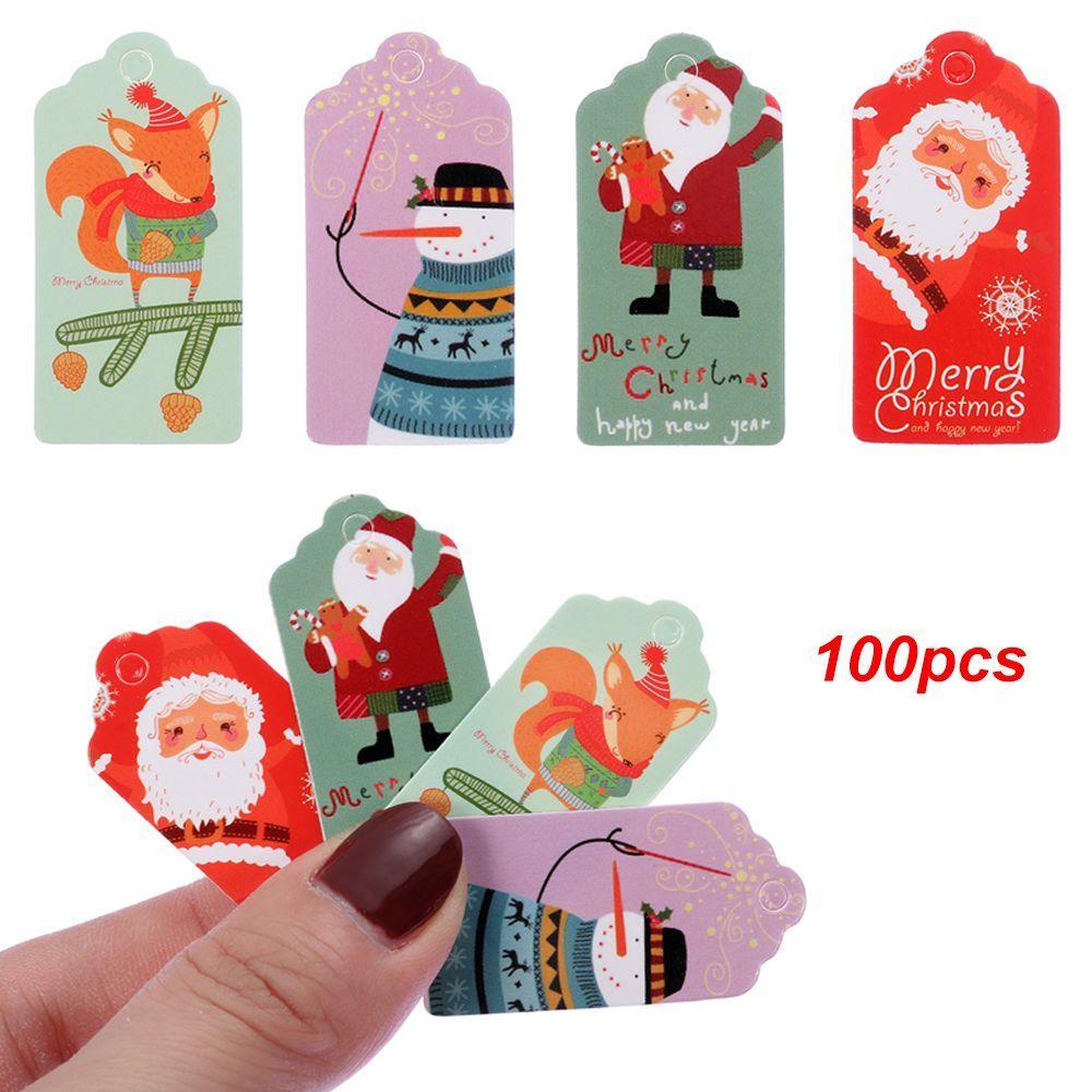 Set 100 Nhãn Dán Trang Trí Quà Giáng Sinh Hình Ông Già Noel