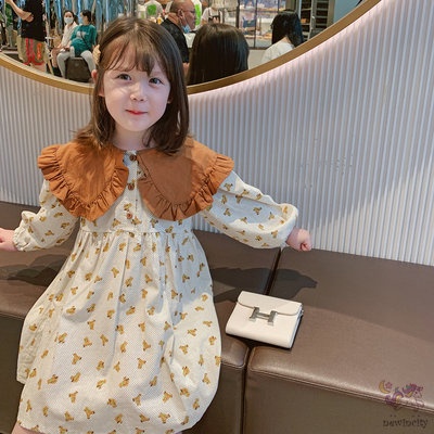 Đầm Dài Tay In Hoa Cho Bé Gái