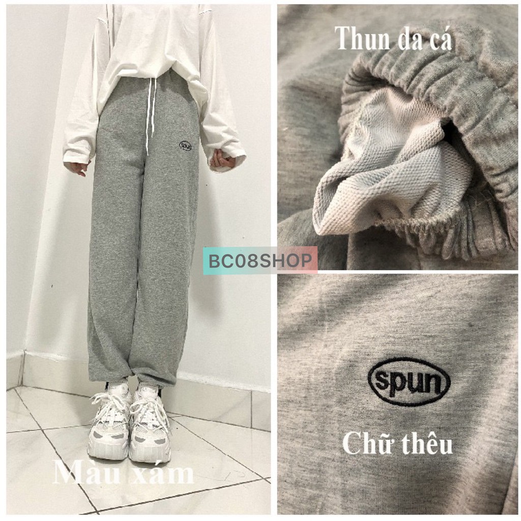 [ Mã FAMAYWA giảm 10K đơn 50K] Quần Jogger Spun chữ thêu phong cách unisex ( Đen - Trắng - Xám) BC045 | BigBuy360 - bigbuy360.vn
