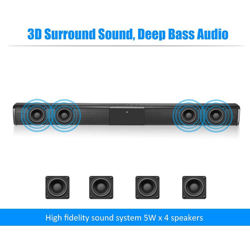 20W TV Sound Bar Wired and Wireless Bluetooth Home Surround SoundBar for PC Theater TV Speaker