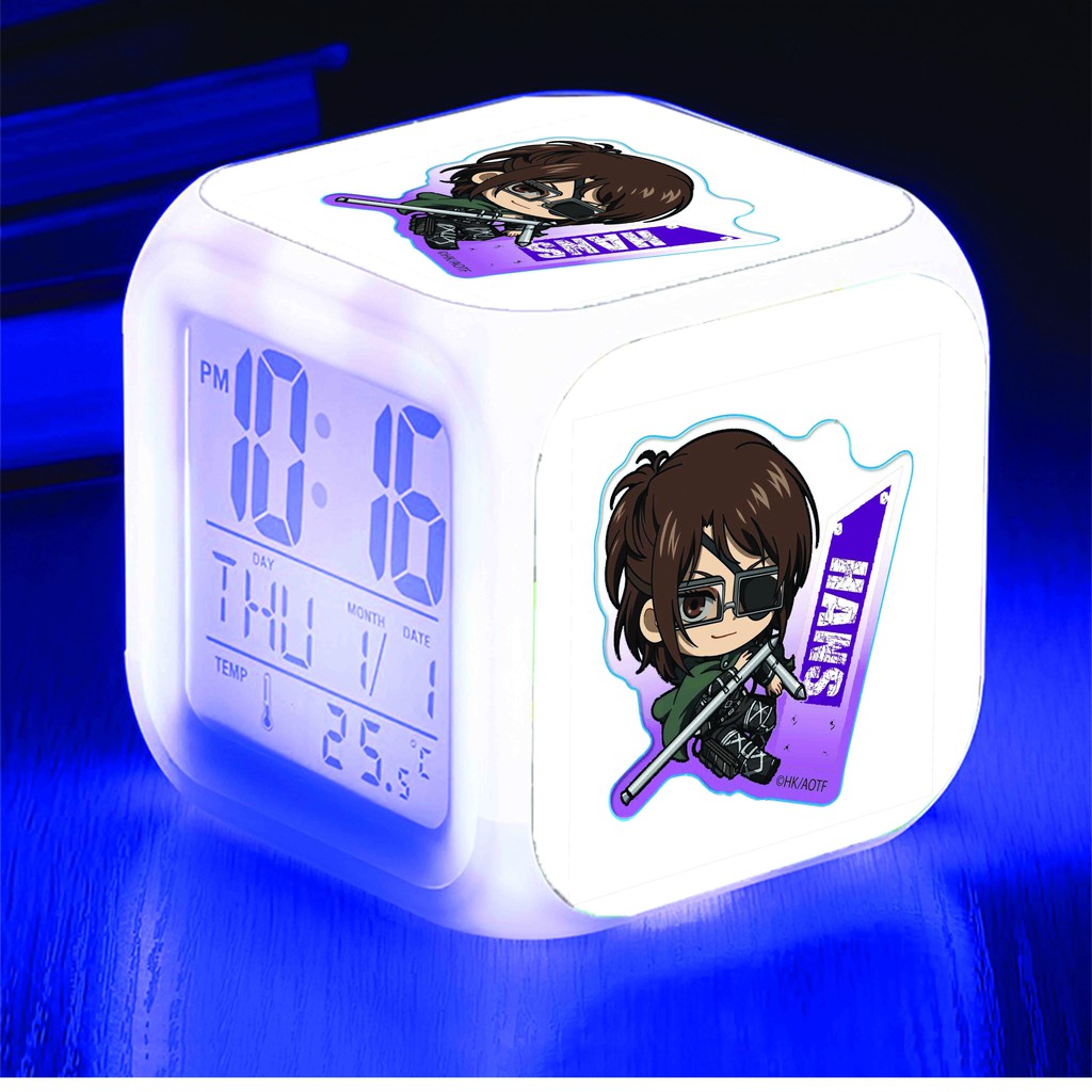 Đồng hồ báo thức để bàn in hình ATTACK ON TITAN ainme chibi LED đổi màu M3