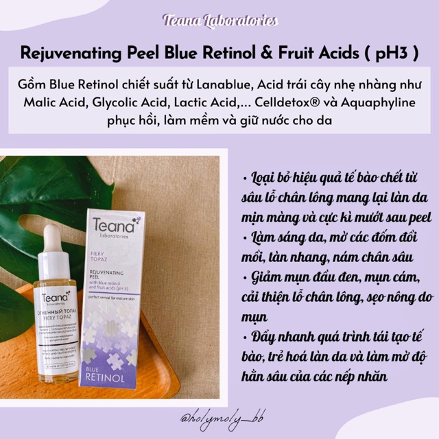 ✨💦Tẩy da chết hoá học - Peeling Blue Retinol & Fruit Acids ( pH3 ) Teana 💦✨