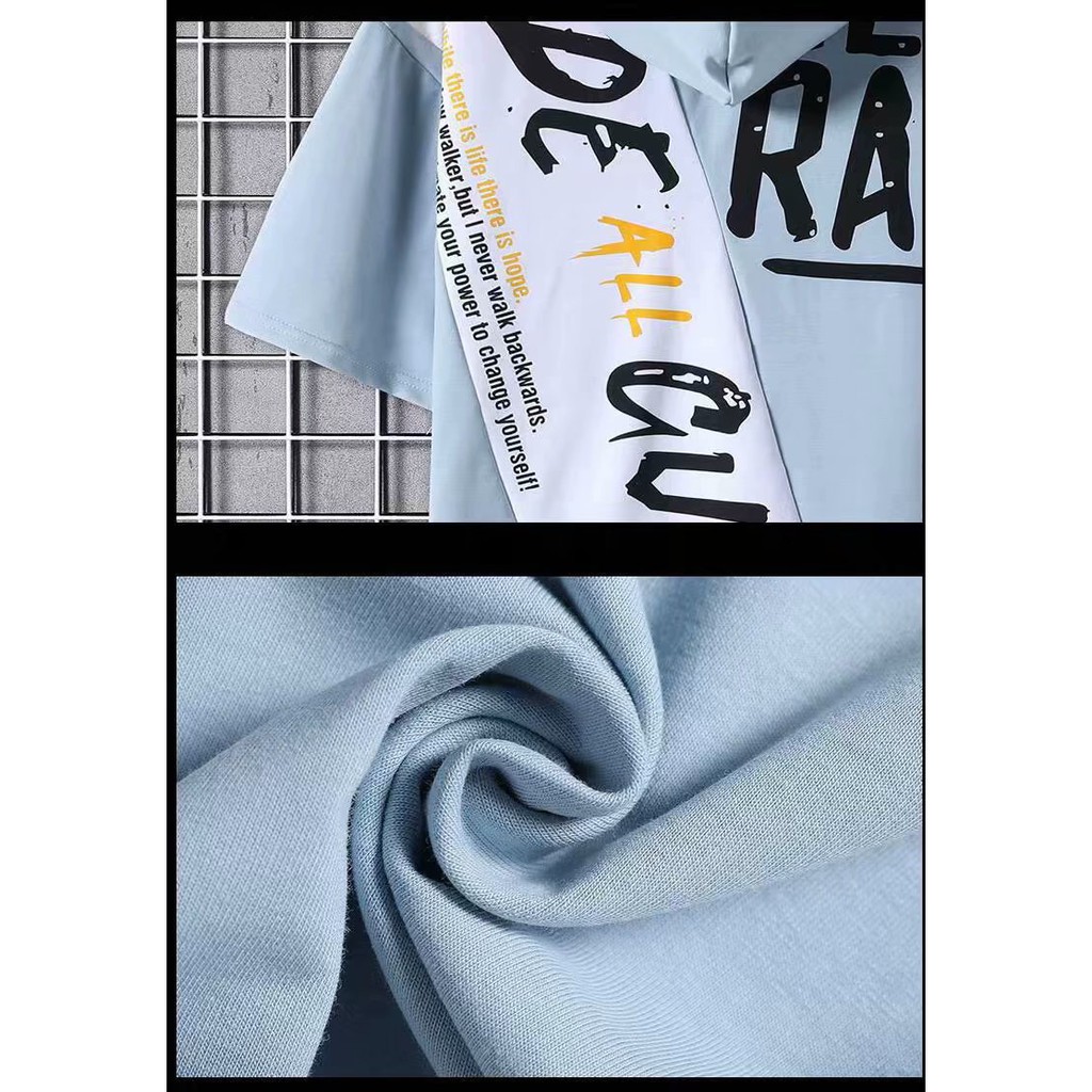 Áo hoodie ngắn tay dáng rộng in chữ tiếng Anh thời trang cá tính dành cho nam