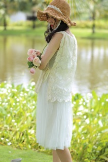 Set đầm trắng ren