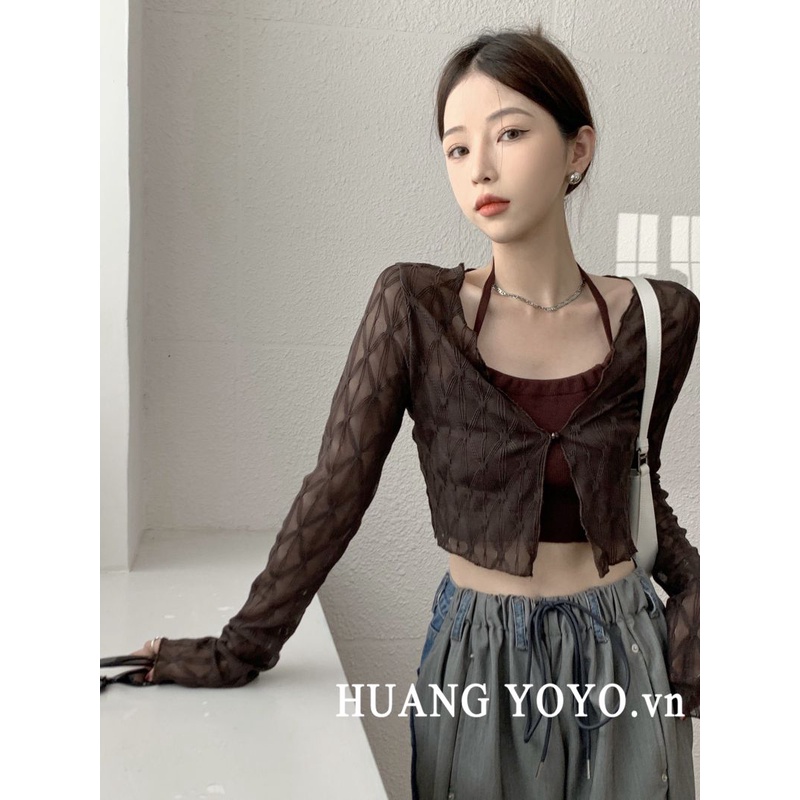 HUANG YOYO Áo Khoác cardigan Mỏng Tay Dài Chống Nắng Phong Cách Hàn Quốc Thời Trang Cho Nữ