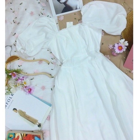 Đầm trắng dự tiệc sang chảnh_FREESHIP-HÀNG CAO CẤP LOẠI 1-đầm trắng dáng dài tay phồng siêu tôn dáng | BigBuy360 - bigbuy360.vn