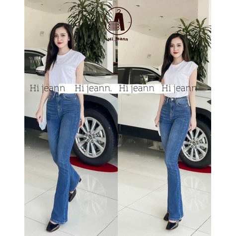 Quần Jeans Nữ Ống Loe , Lưng Cao ,Co Giãn 4 Chiều Chất Vải Dày Đẹp  Siêu Hot Hit
