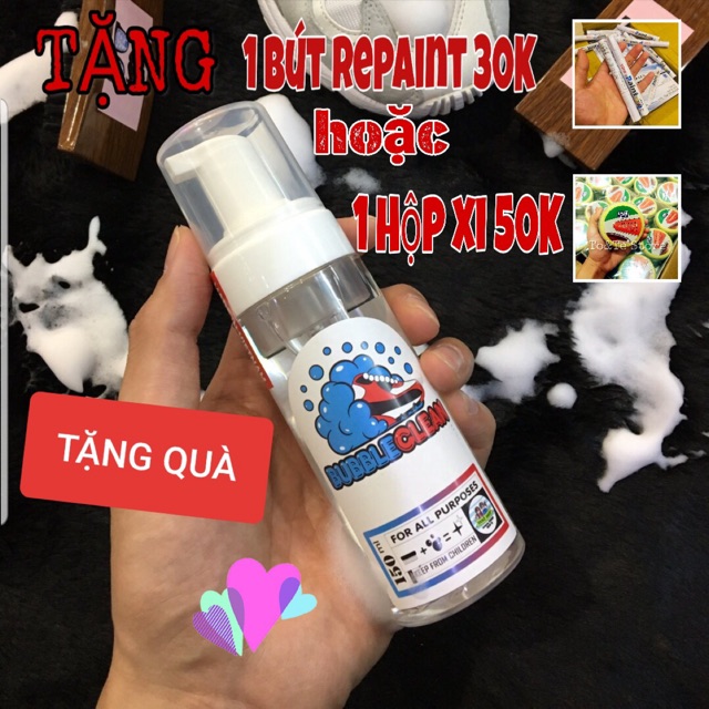 Chai xịt bọt làm sạch giày siêu tốc BUBBLE CLEAN .Loại cao cấp (KÈM QUÀ TẶNG) BB