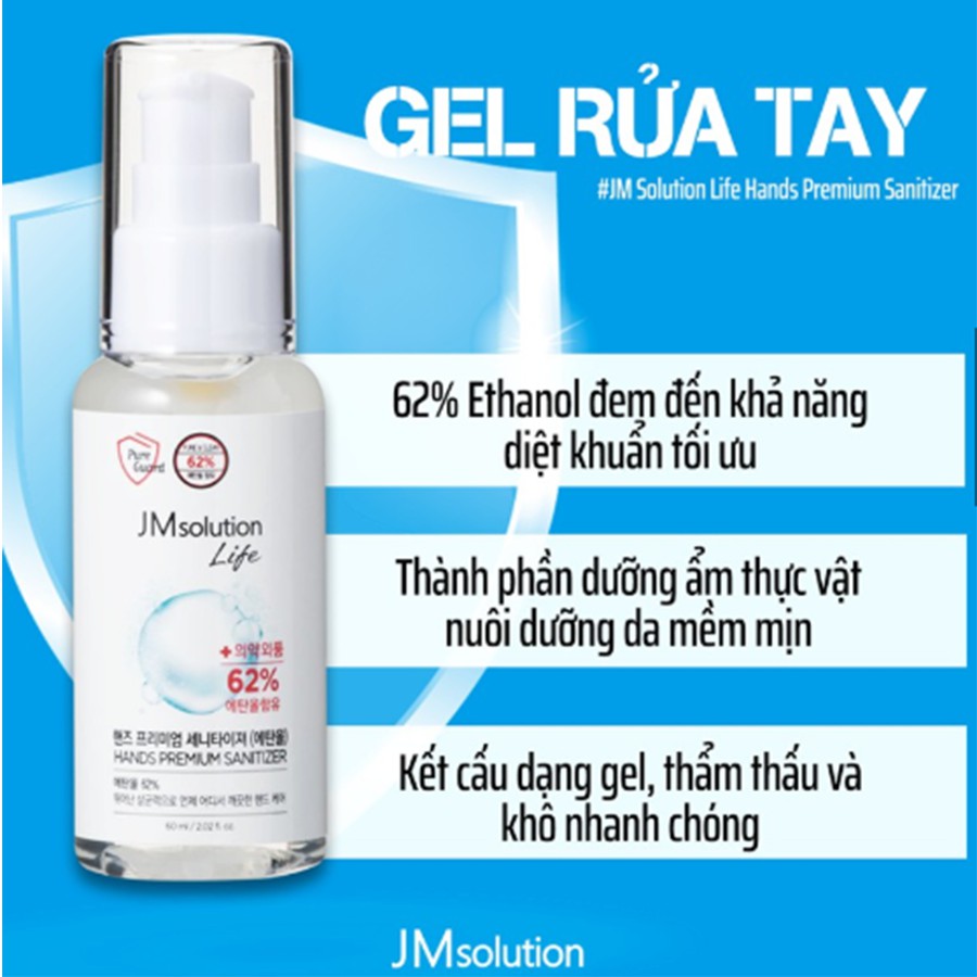 Gel Rửa Tay Khô JM Solution Life Hands Premium Sanitizer Diệt Khuẩn 99,9% 60ml