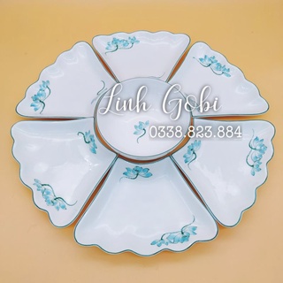 Bộ đồ ăn hoa mặt trời - Hoa sen xanh