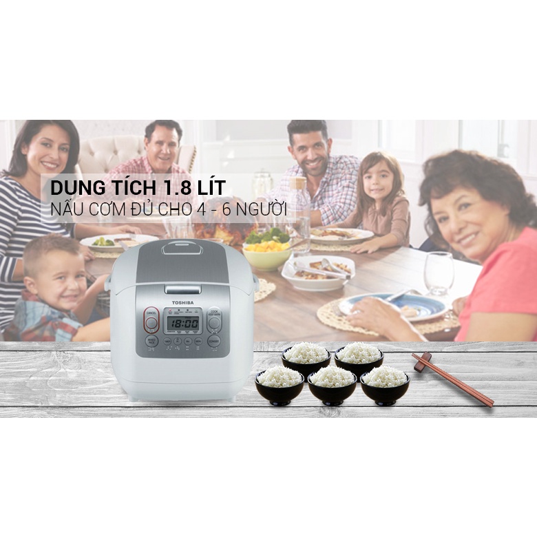 Nồi cơm điện tử Toshiba 1.8 lít RC-18NMFVN - Hàng Chính Hãng