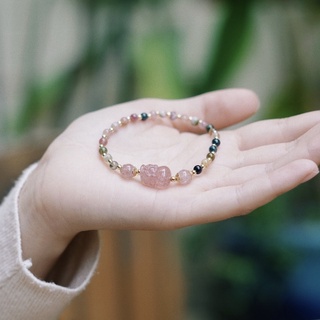 Vòng tay Tourmaline mix charm Tỳ Hưu