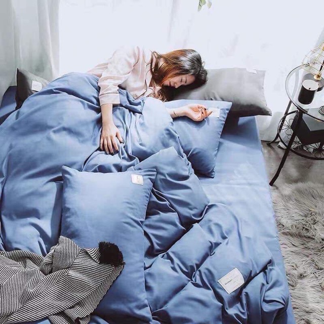 Bộ chăn ga giường TC gam màu xanh Suhali Shop, set 4 món cotton tici đủ size free bo chun | BigBuy360 - bigbuy360.vn