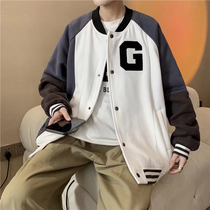 Áo khoác bóng chày thời trang dành cho nam ifashion áo dài tay in hoa khoác top bình thường jacket men coat