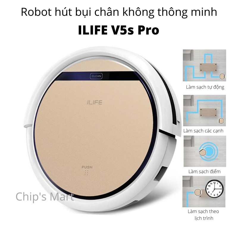 Robot Hút Bụi Lau Nhà Thông Minh ILIFE V5s Pro - Máy Hút Bụi Đa Năng - Lực hút siêu khỏe - Điều khiển thông minh