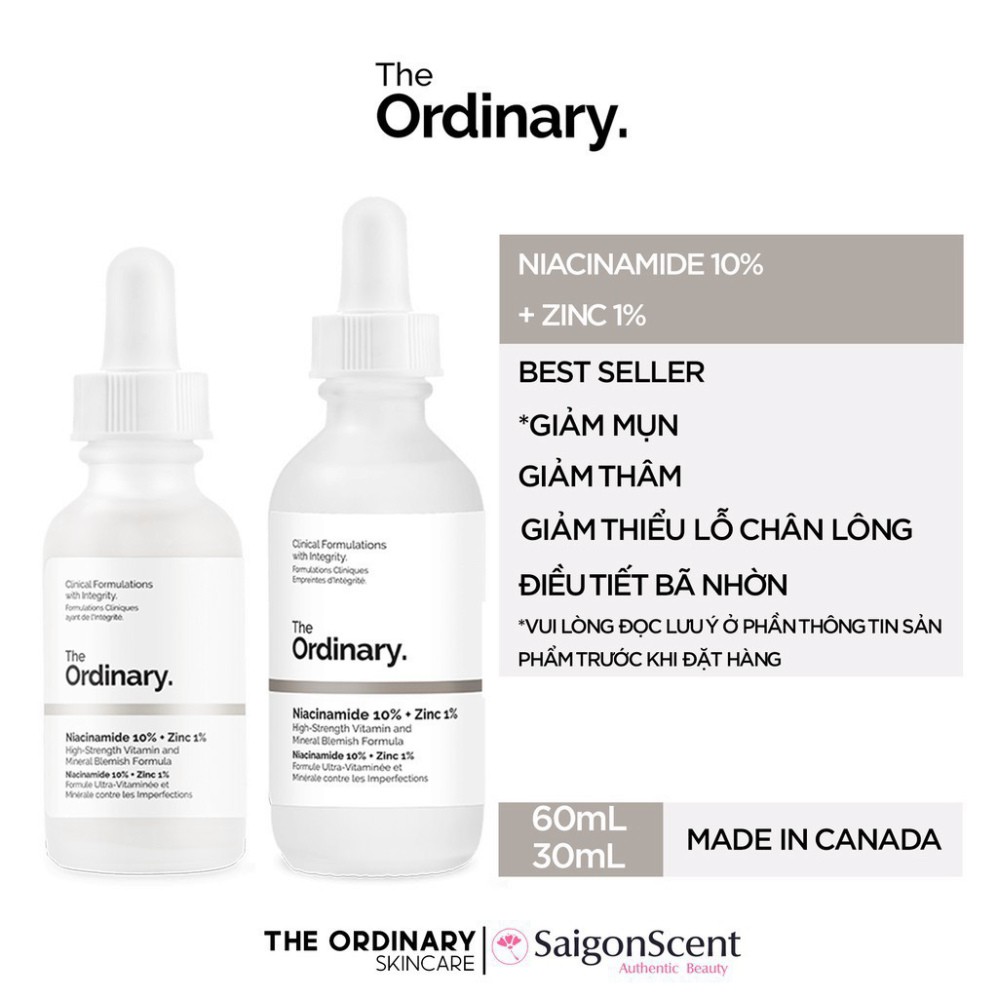 (gg1) PHÂN LOẠI / Serum giảm mụn The Ordinary / Niacinamide 10% + Zinc 1% / 30mL & 60mL 85 21