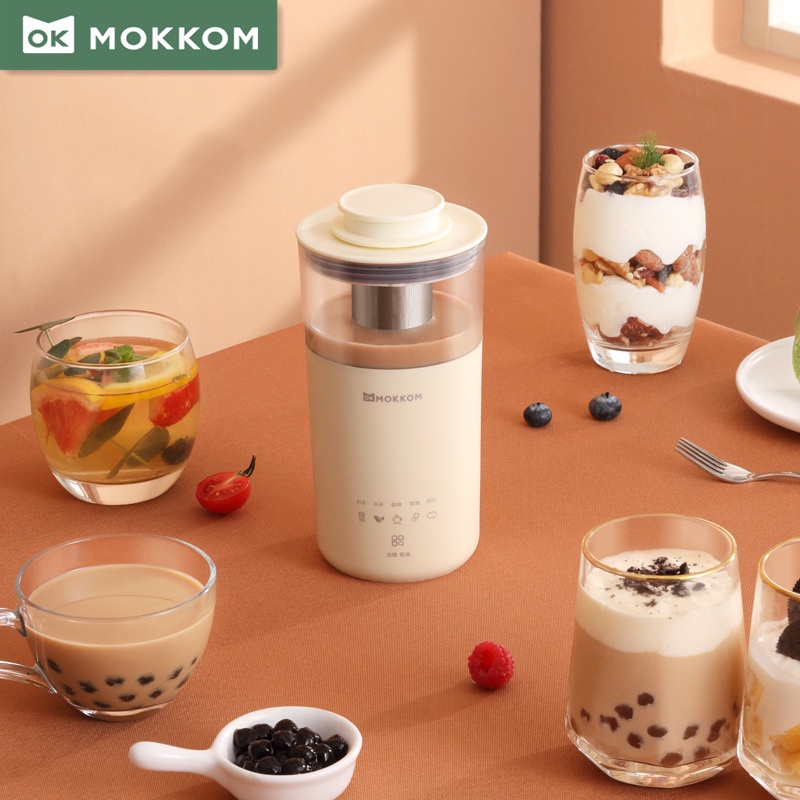 Máy Làm Trà Sữa Mokkom Milk Frother Machine Portable Multifunction Milk Tea Maker Coffee Mixing Mug Electric Self Stirring Cup Heater