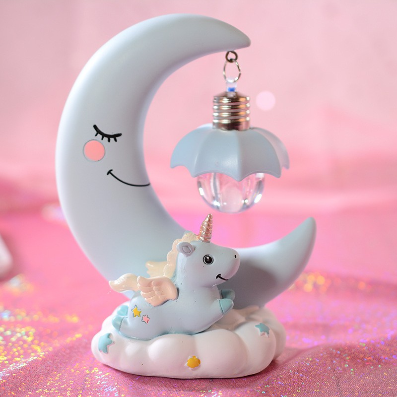 Đèn ngủ đèn phòng ngủ hình đề bàn mặt trăng Unicorn giúp bé tập trung ngủ ngon ánh đèn trang trí phòng siêu bắt mắt