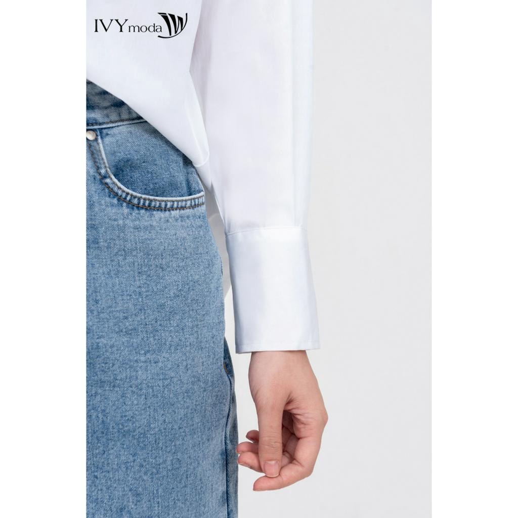 Quần baggy jeans cạp liền nữ IVY moda MS 25M7853