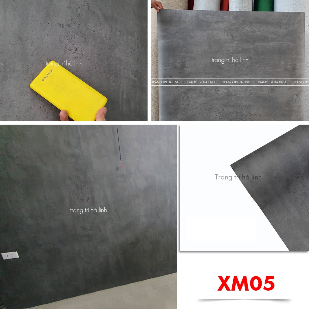 Decal dán tường giả xi măng bê tông xám khổ 1.2mx0.5m chống thấm nước