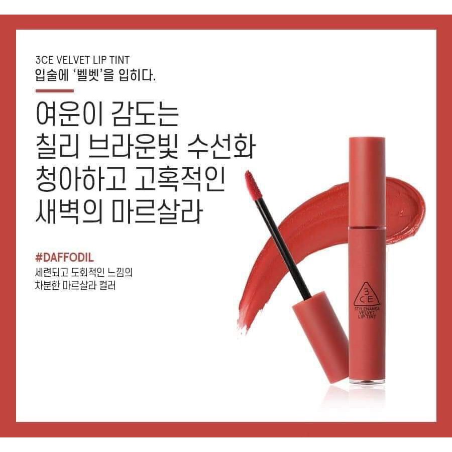 Son 3CE Velvet Lip Tint : Daffodil ( đỏ đất )