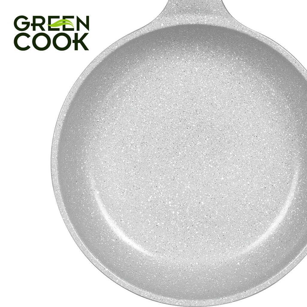 Bộ 2 chảo đúc chống dính men đá ceramic đáy từ Green Cook GCP03 màu hồng công nghệ 7 lớp chống dính Hàn Quốc sản xuất tạ