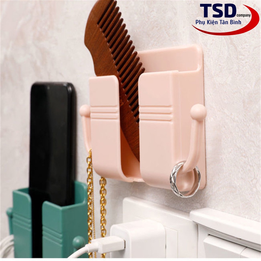 Giá Đỡ Điện Thoại Dán Tường Có Móc Treo Phụ Kiện