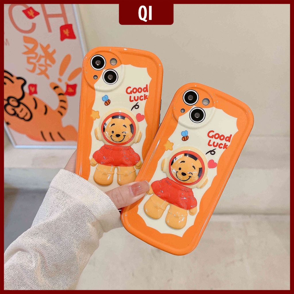 Ốp Điện Thoại IMD Họa Tiết Gấu Winnie Phi Hành Gia 3D Cho IPhone 13Pro Max Xr 11 12 Pro Max