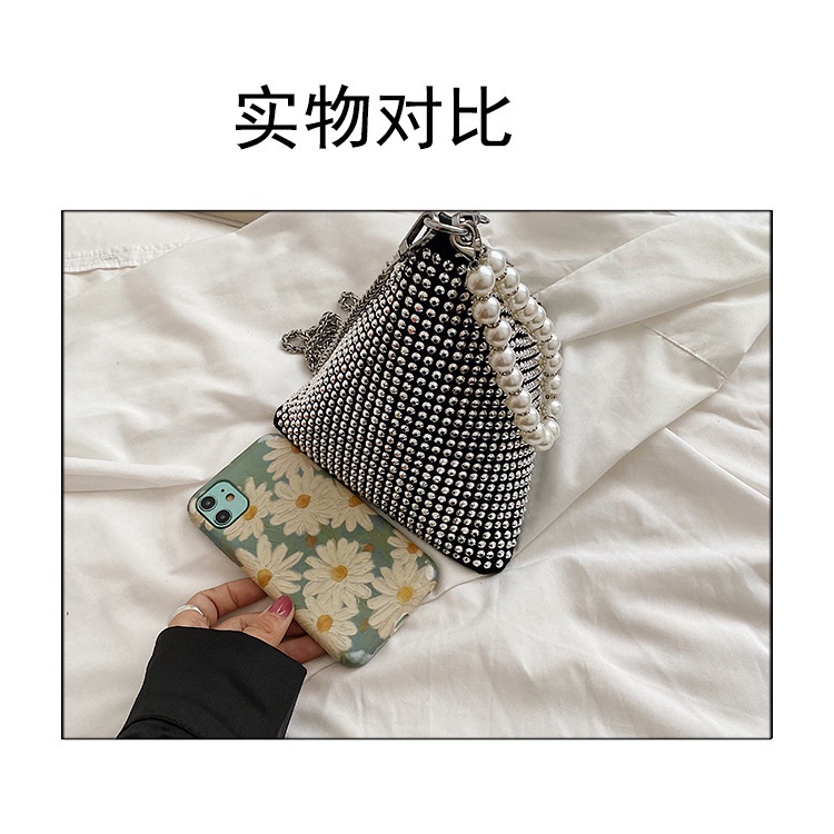 Túi Đeo JASMIN NOIR Chéo Hình Tam Giác Đính Ngọc Trai Giả Dễ Thương Cho Bạn Gái