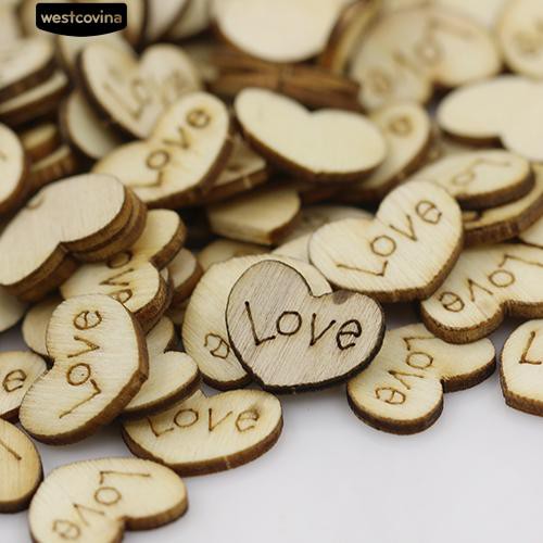Set 100 Nút Gỗ Hình Trái Tim Xinh Xắn Dùng Để Trang Trí Đồ Thủ Công