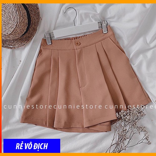 Quần Short Nữ, Quần Short Cạp Cao Ống Rộng Giả Váy Chất Tuyết Mưa Siêu Xinh Hot Trend