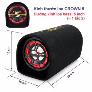 Loa bluetooth sub crown 5 tròn/ 5 vuông dùng nguồn 12v/220 v trên xe hơi