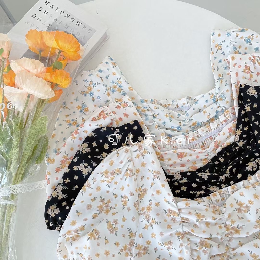 Váy hoa nhí nhún ngực họa tiết chùm hoa xinh Ker Ulzznag style 🌹 Hàng Quảng Châu