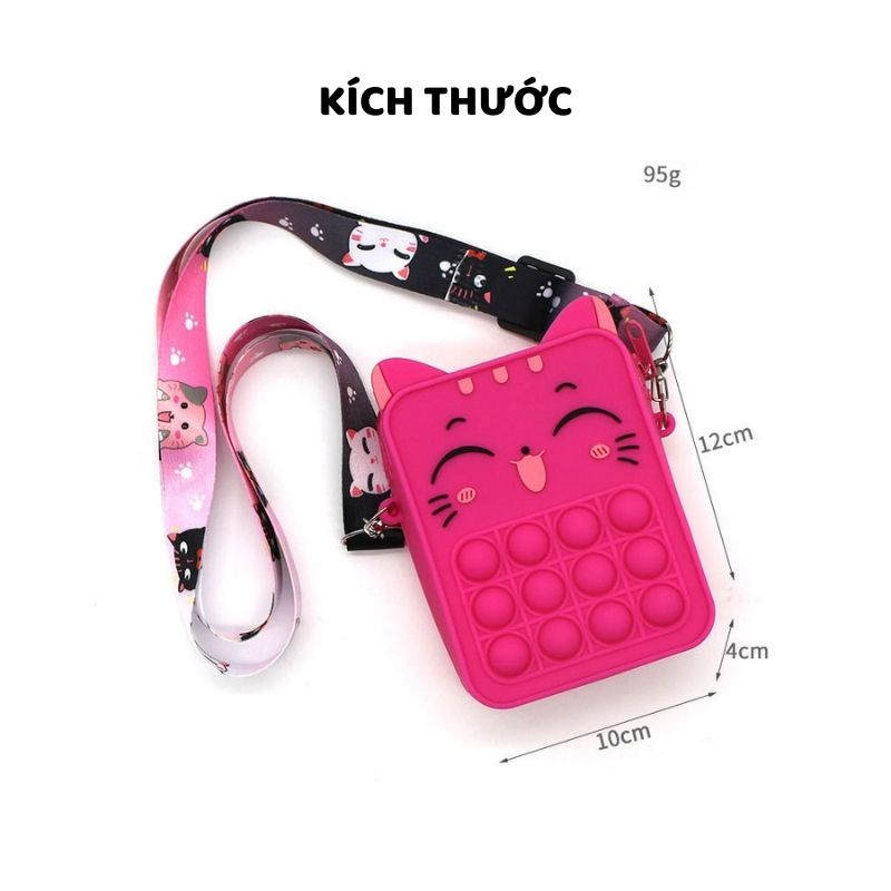 Pop it Túi AIQ Store Đeo Chéo Mèo Con dễ thương xinh xắn, Pop it Bag Túi xách kiểu đồ chơi nhấn bóp bong bóng giảm căng