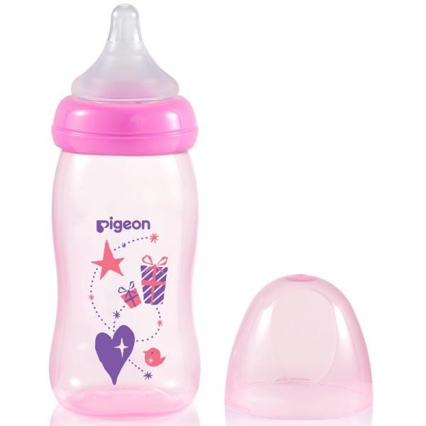 Bình sữa PP Plus họa tiết hồng 240ml (M) - PIGEON