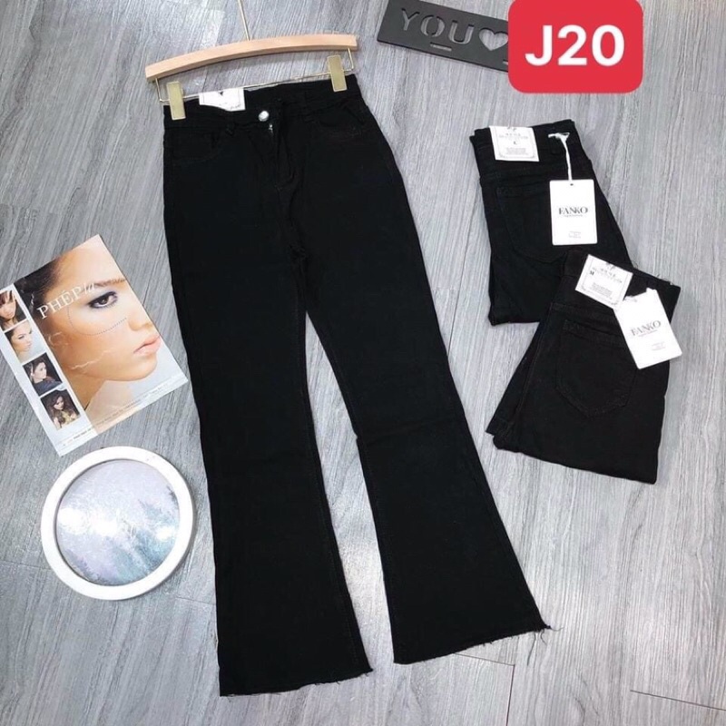 Quần bò jeans nữ ống loe rộng xuông đứng, jeans cạp cao xẻ gấu co dãn | BigBuy360 - bigbuy360.vn