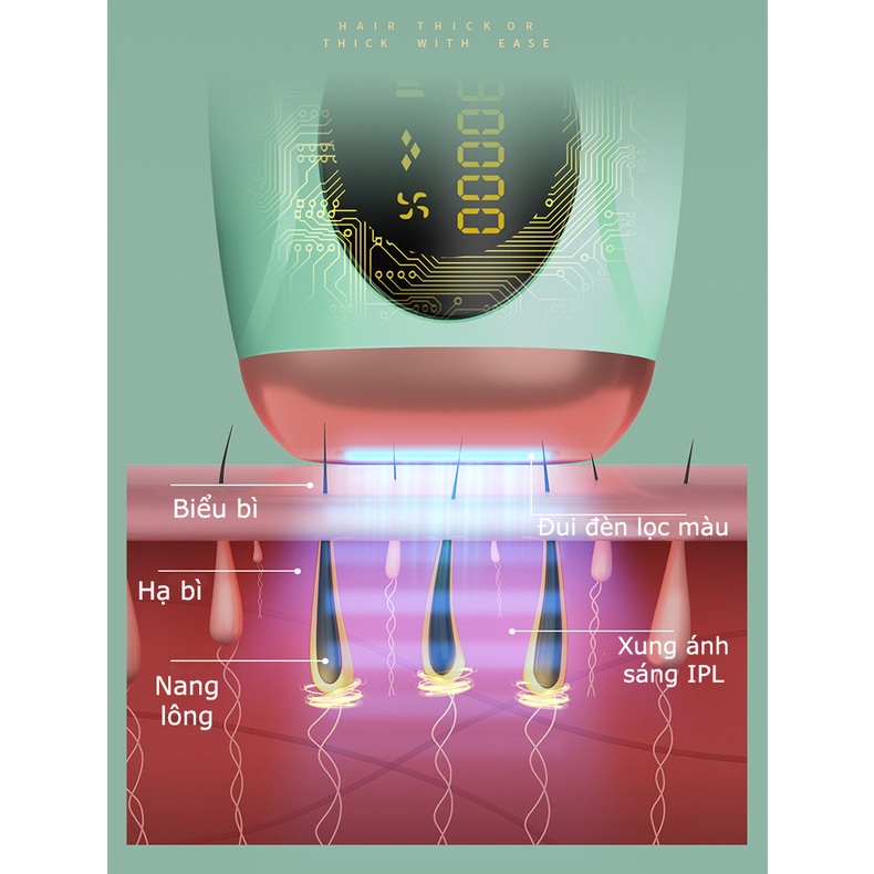 (Che tên sp) Máy triệt lông IPL, công nghệ laser foton loại bỏ vĩnh viễn lông toàn thân, vùng kín, tặng kính và dao cạo