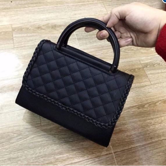 Túi Xách Nữ Viền Da (Đen)
