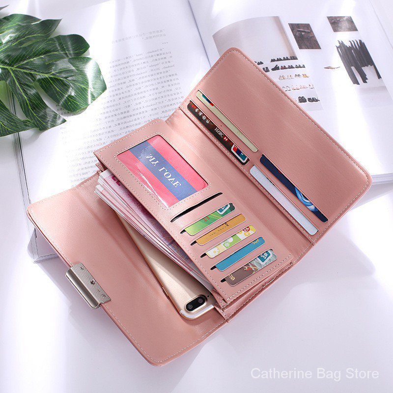 Ví Cầm Tay Dáng Dài Màu Trơn Đơn Giản 70% Cỡ Lớn Phong Cách Hàn Quốc Dễ Phối Đồ Thời Trang Cho Nữ SC4294