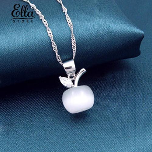 Ellastore Girl Apple Shape Faux Opal Zirconia Silver Plated Pendant for Necklace